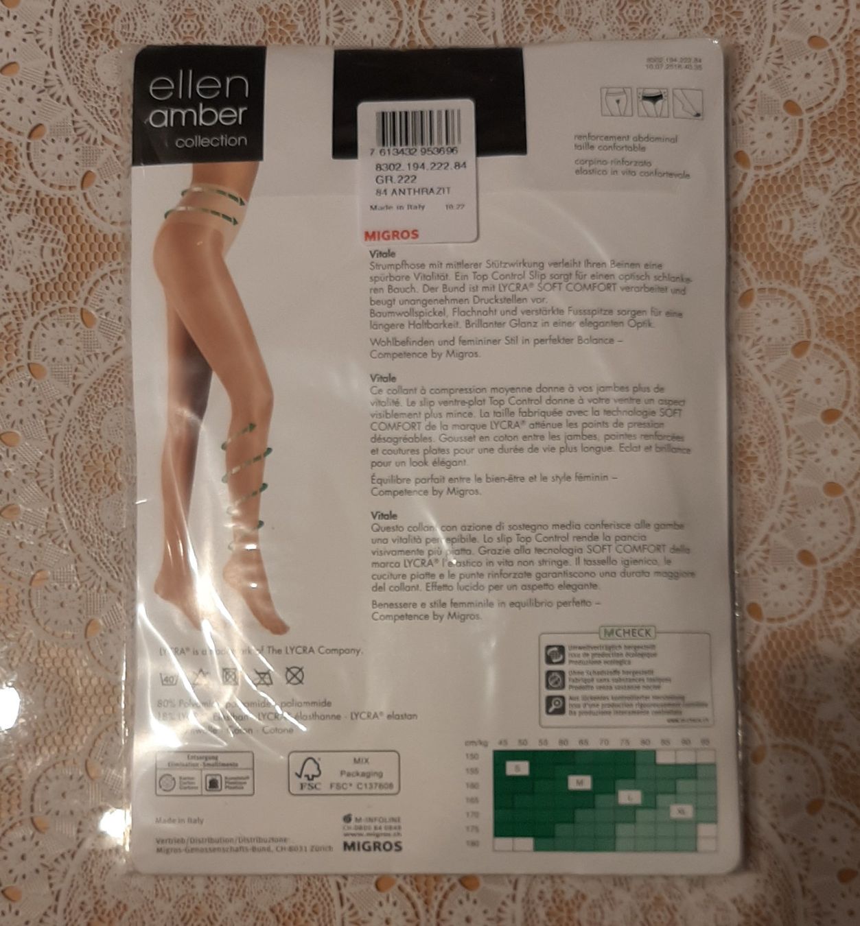 Ellen Amber Calze & Collant: Ellen Amber Vitale Strumpfhose 23den Gr.M Anthrazit – Nuovo e nell'imballaggio originale da Amriswil venduto da Celini3 1