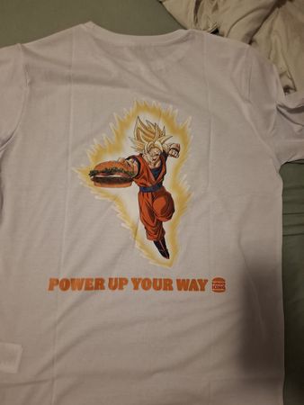 T-shirt Dragon Ball Burger King bianco nuovo di zecca