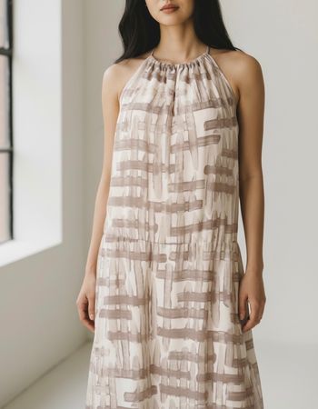 Fabiana Filippi Seidenkleid beige/grau Gr. M