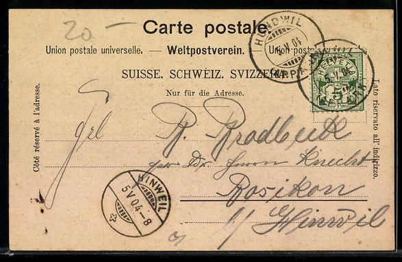 Cartoline postali: AK Hundwil, Ortsansicht mit Kirche, 1904 – Usato da Berlin venduto da bartko-reher 1