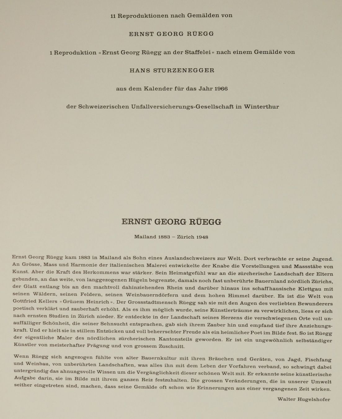 Libri: Kunstmappe ERNST GEORG RÜEGG + Original-Dokument Kunsthaus – Usato da Emmenbrücke venduto da Ulisse-22 1