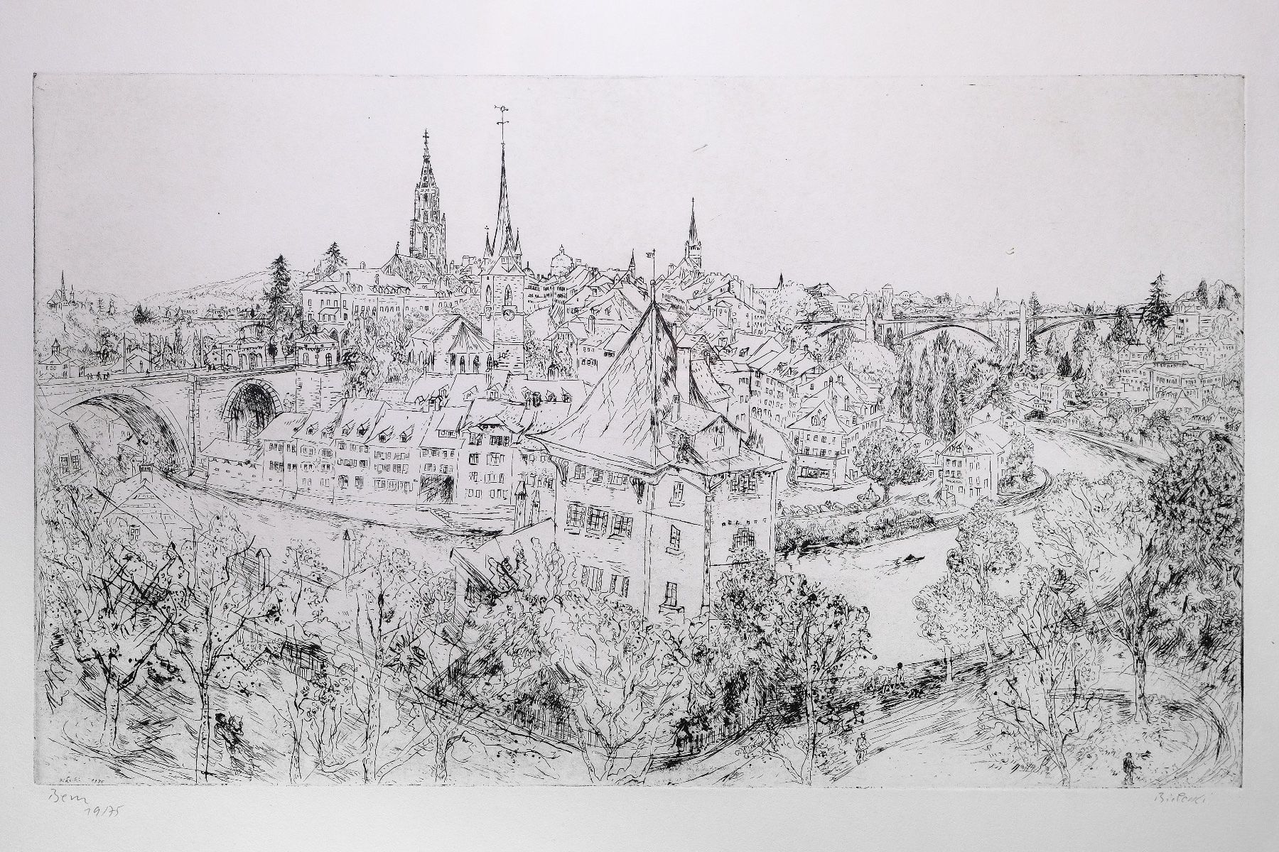 Arts picturaux & lithographies: Stadt Bern: nummerierte Lithographie – D'occasion à Binningen par LukasRicardo 2