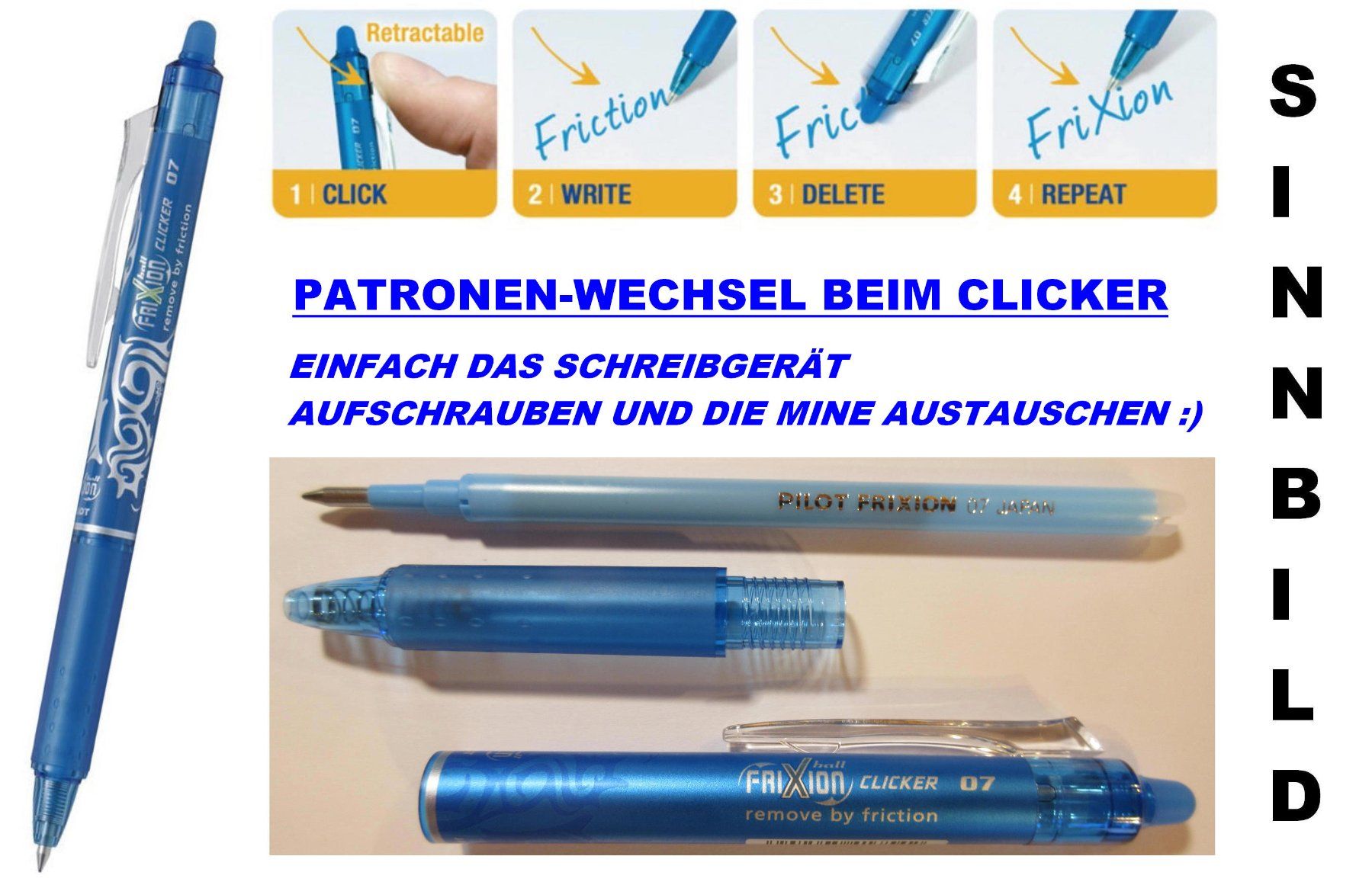 Pilot Stifte & Marker: Pilot Roller ** Frixion CLICKER ** Ball 07 ** HELLBLAU – Neu (gemäss Beschreibung) aus Strengelbach von Mozi1 2