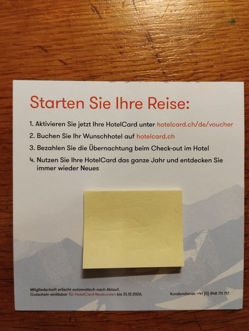 Hotelcard Gutschein für 1 Jahr, einzulösen bis Ende 2026 Kaufen auf