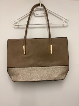 Handtasche Shopper beige gold Reissverschluss NEU