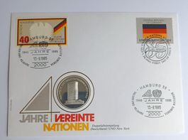 Numisbrief 40 Jahre Vereinte Nationen mit Silbermedaille