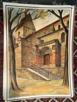 schulwandbild,  romanischer baustil architektur