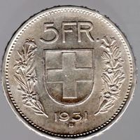 SILBERMÜNZE 5 FR 1931 ERHALT SIEHE SCAN