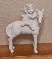Engel auf Pferd, Figur aus Gips, Top!