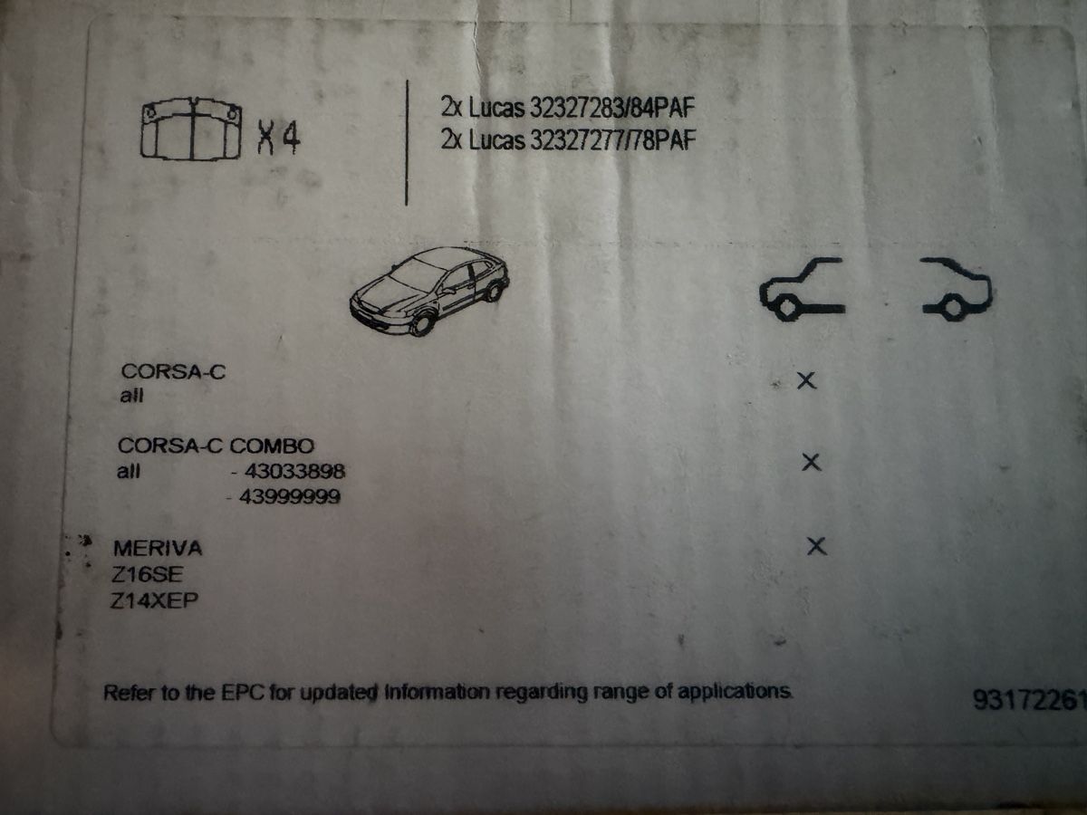 Opel Tutti pezzi di ricambio auto: Disques et plaquettes Opel corsa C – Nuovo e nell'imballaggio originale da Villarepos venduto da manotas 4