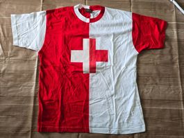 Schweiz T-Shirt im Two-Tone Look - M - mit Schweizerkreuz