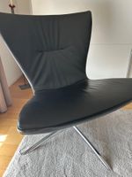schöner Sessel Echtleder schwarz