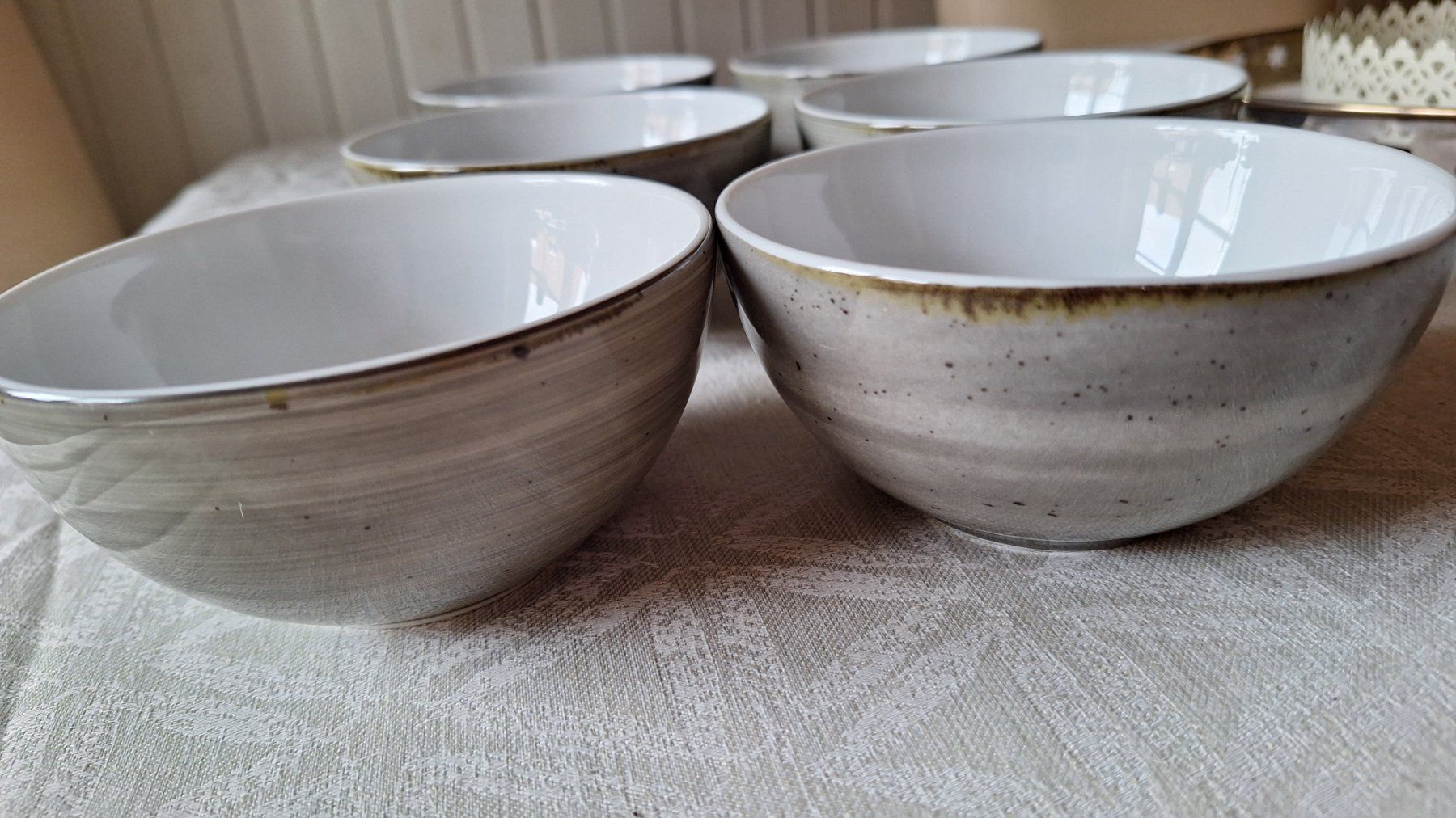 Ciotole: 6 Muesli-Schalen grau/ weiss "Costaverde" – Usato da Arlesheim venduto da shopradl 1