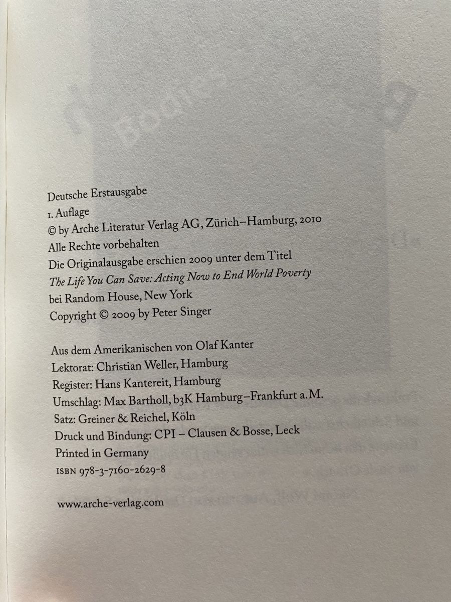 Libri: Leben retten - Peter Singer – Usato da Schwarzenburg venduto da Michellu 7