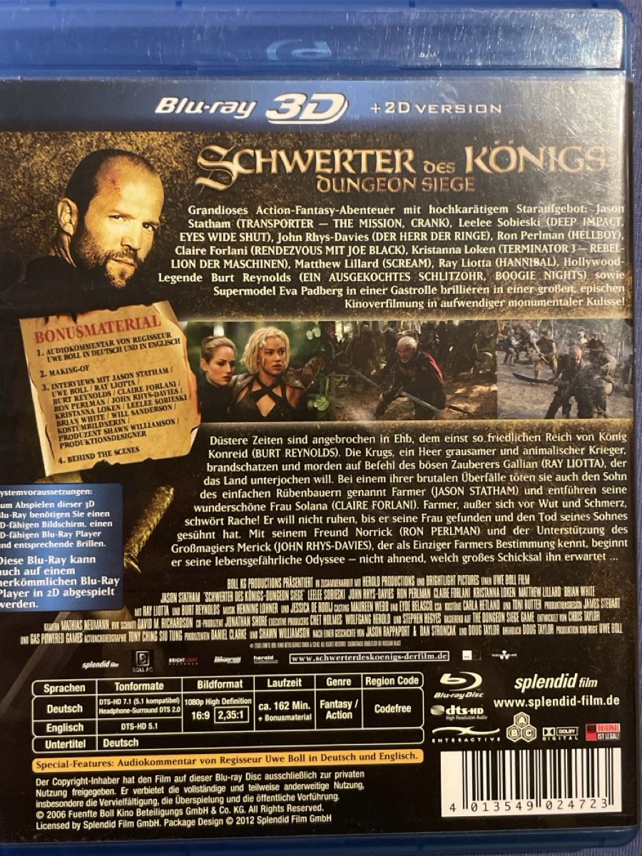 Tous les DVDs: Schwerter des Königs 3D  (2007) – D'occasion à Waldenburg par Gonzo8 1