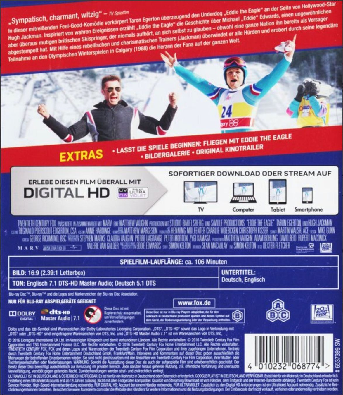 Tutti i DVDs: Eddie the Eagle - Alles ist möglich (2016) Blu-ray – Usato da Brunnen venduto da Barfly5 1