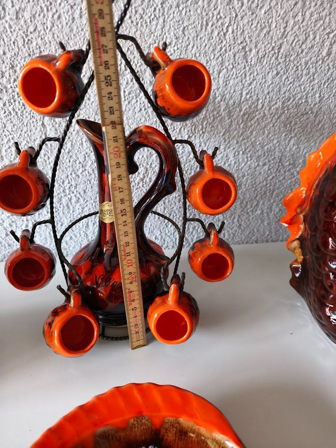 Caraffe: Vintage Set Keramik Fische Karaffe mit 8 Bechern Vallauris – Usato da Toffen venduto da Immo-Erben 5