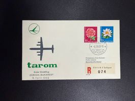 Tarom Erstflugbrief Zürich - Bukarest 1965