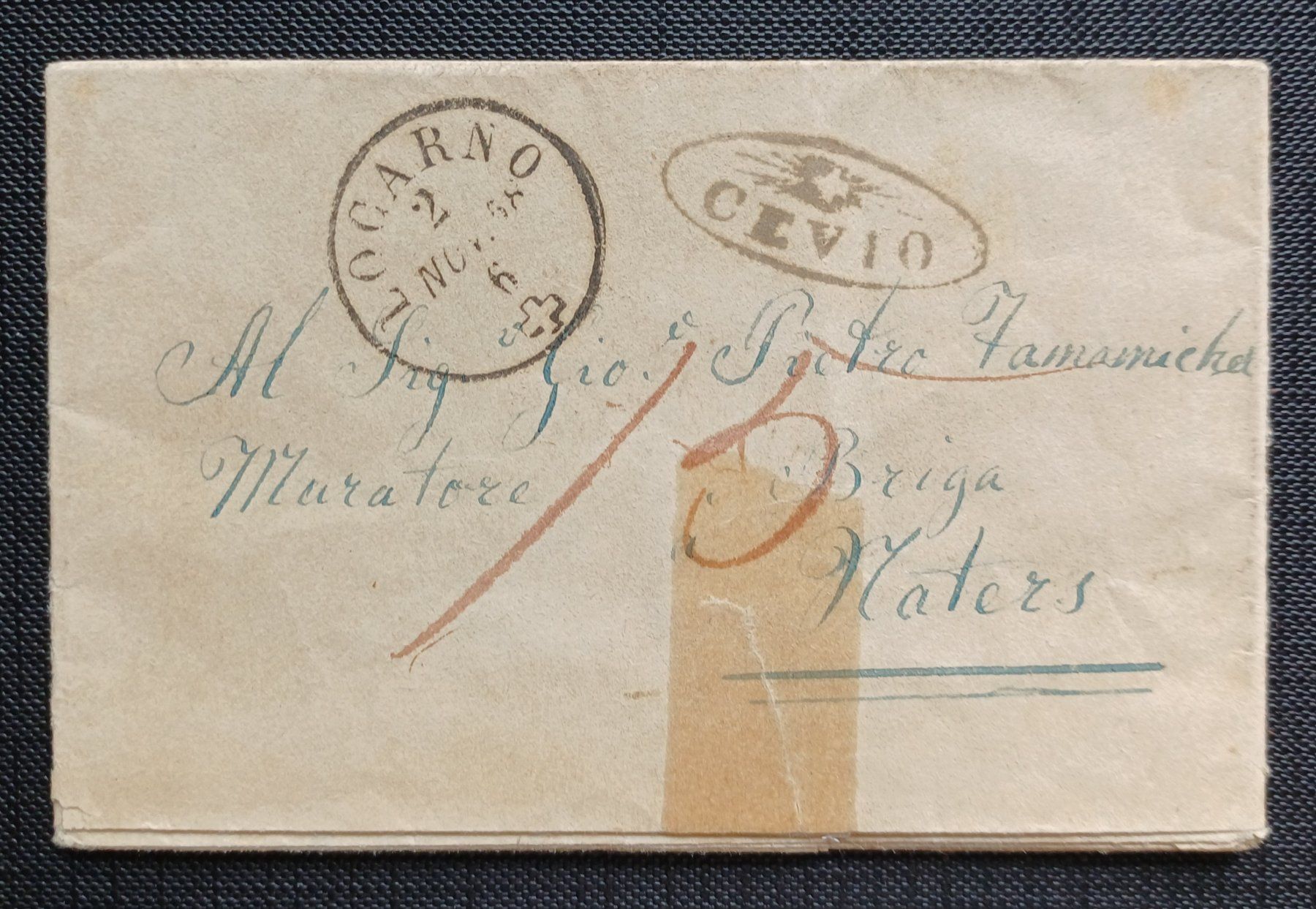 Tous les timbres: Strahlenstempel CEVIO 1858 – D'occasion à Brittnau par simionius