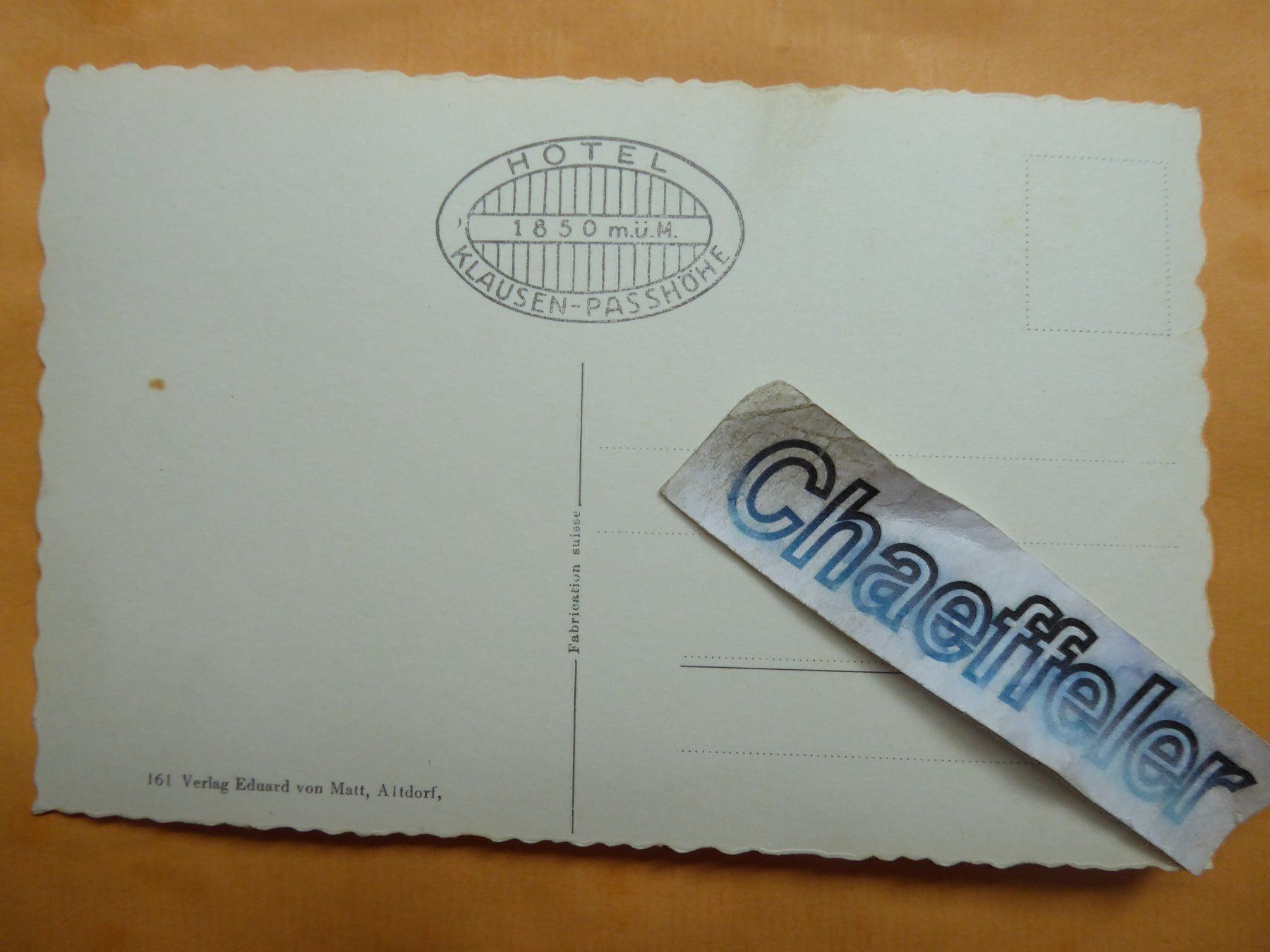 Cartoline postali: Hotel Klausenpasshöhe – Usato da Zürich venduto da Chaeffeler 1