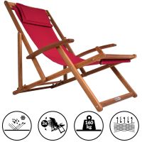 Sonnenliege Holz Rot Wetterfest 160kg Belastbar Armlehnen