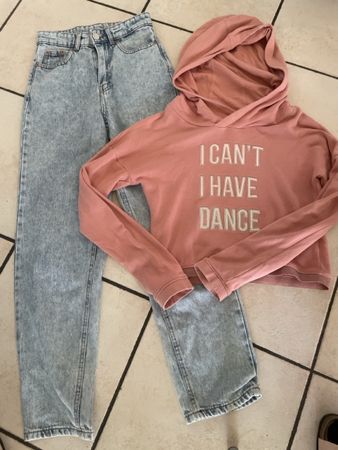 Set Jeans hellblau XXS und Hoodie rosa Gr. XS