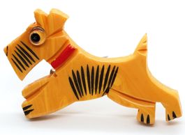 Vintage Bakelit Brosche; Terrier Hund