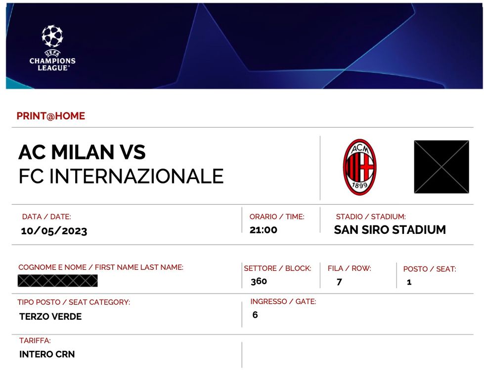 1x Ticket Champions League Halbfinal AC Milan vs Inter Milan Kaufen