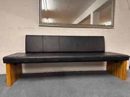 Sitzbank VINTAGE Leder Granada schwarz Wildeiche 220 cm