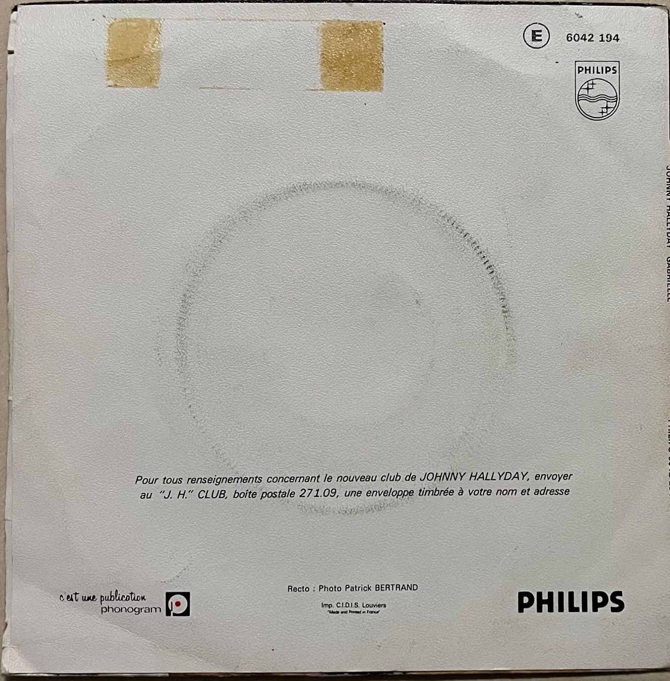 Schallplatten: JOHNNY HALLYDAY - GABRIELLE – Gebraucht aus Bussigny von vinyl-pas-cher 1