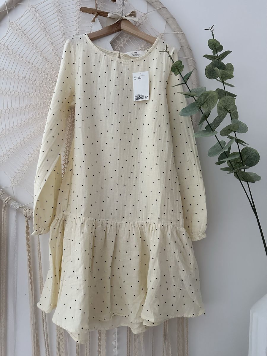 H&M Vestiti & Gonne: MUSSELIN Kleid mit Pünktchen, Gr. 140 – Nuovo (secondo la descrizione) da Obfelden venduto da dafae