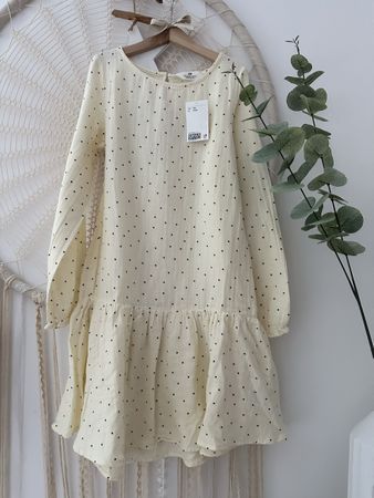 MUSSELIN Kleid mit Pünktchen, Gr. 140