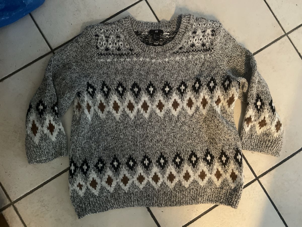 H&M Maglioni & Felpe: H&M Strickpullover Gr. L, Grau mit Muster, Winter – Usato da Obergerlafingen venduto da cabo4