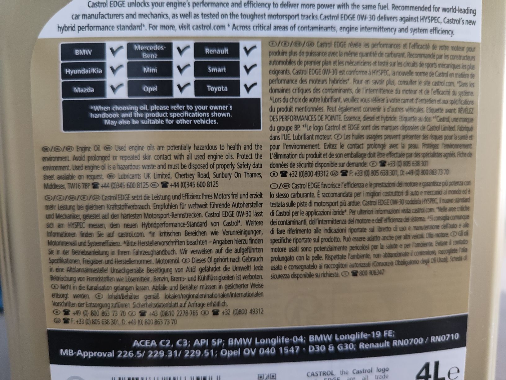 Castrol Oli & Additivi: Motorenöl 0W-30 Castrol – Nuovo e nell'imballaggio originale da Stüsslingen venduto da Haexli_71 3