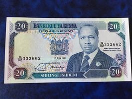 Kenya 20 Schilling Banknote, 1991
