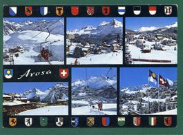 Arosa, Mehrbilderkarte, 1989, gelaufen, Grossformat