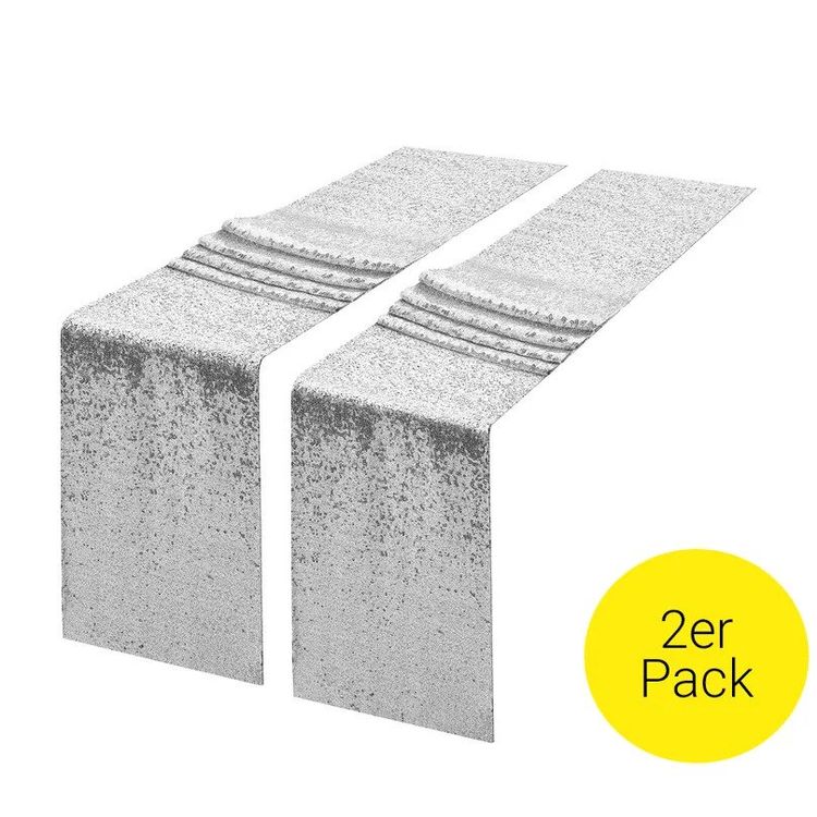 Disco Tischläufer Silber - Pailletten Tischdecke 275cm Für Party-Deko & Mottos