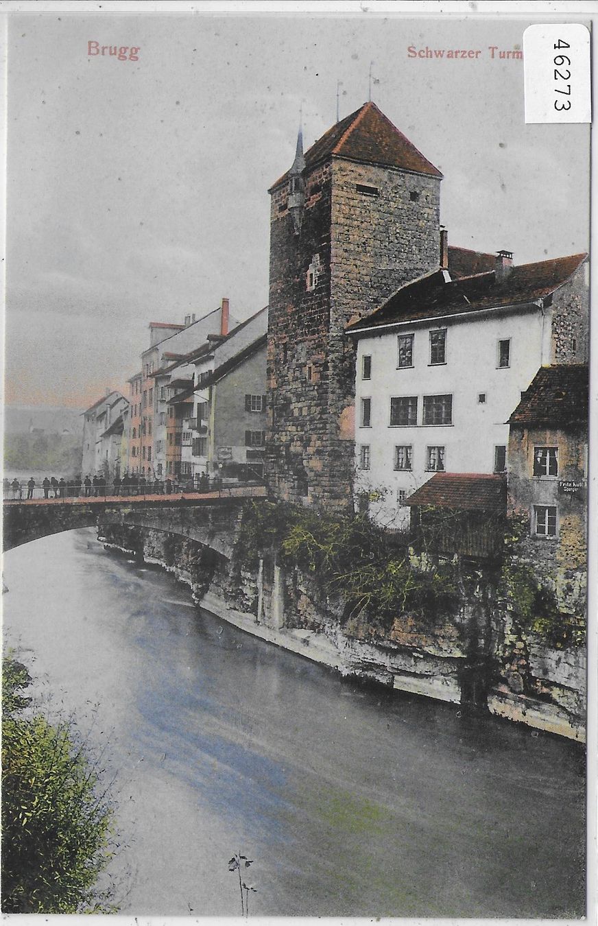 Ansichtskarten: Brugg - Schwarzer Turm – Gebraucht aus Ettingen von Kartenplanet
