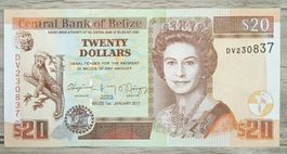 Belize 20 Dollars UNC