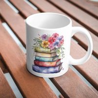 Keramik Tasse Bücher Druck NEU