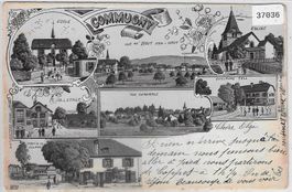 Souvenir de Commugny - Ecole, Partie du Village - Litho