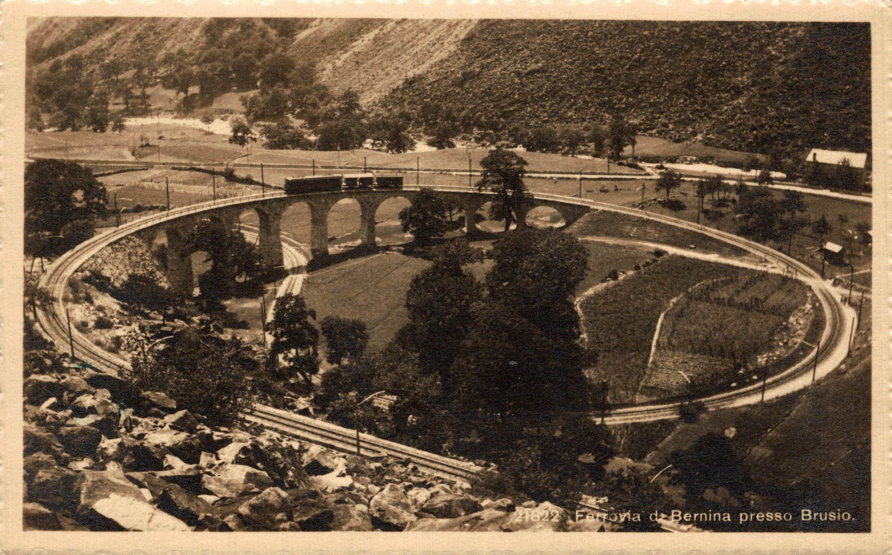 Ansichtskarten: Ferrovia di Bernina presso Brusio – Gebraucht aus Bronschhofen von Astore
