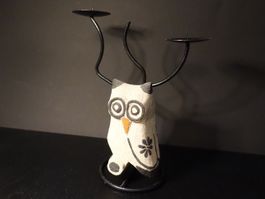 Kerzenständer mit Eule, für zwei Kerzen bis ca. 5 cm Durchm.