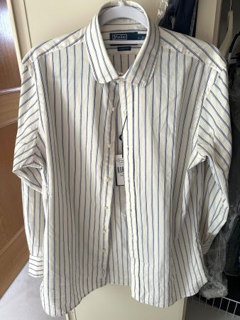🟢 NEUF Polo RALPH LAUREN chemise rayée, M, Herrenhemd NEU