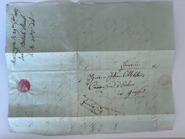 Brief von 1827 mit roten Siegeln, antike Schrift