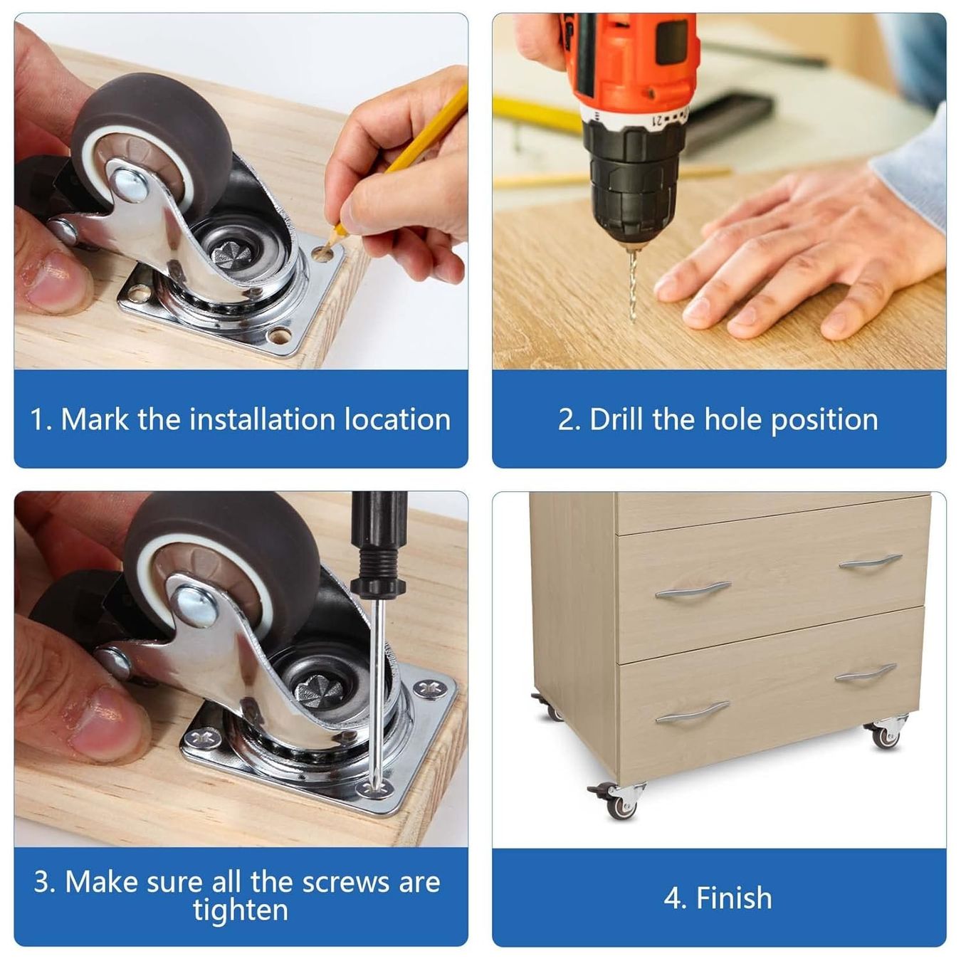 Altro per stoccaggio & trasporto: Möbelrollen Gummi 38mm mit 4 Bremse, 4 stk – Nuovo e nell'imballaggio originale da Nuglar venduto da SaleRitter 5
