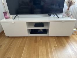 TV Möbel weiss Lack mit 2 Schubladen und 2 offenen Fächer