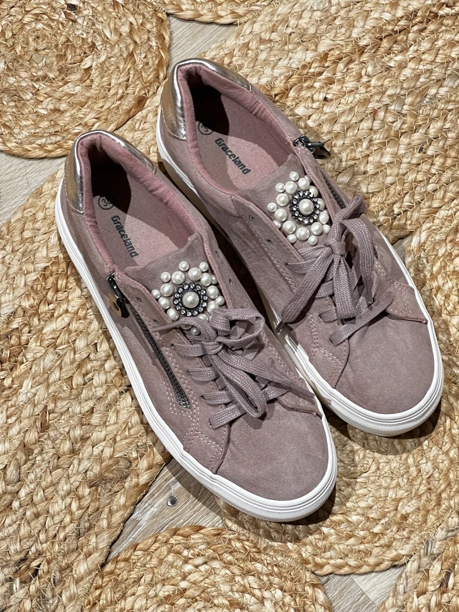 Scarpe da donna: Rosa Sneaker mit Perlen Gr. 38 - Top Zustand! – Usato da Ernetschwil venduto da Luwen70