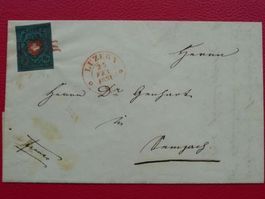 1851: Rayonbrief von LUZERN mit fehlerfreier 15II: T.36 A2-O