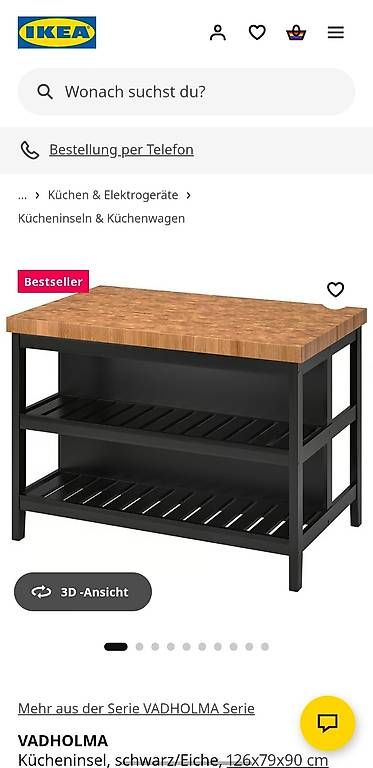 Tavoli: Kücheninsel VADHOLMA IKEA Eiche/Schwarz 126X79X90CM – Usato da Baden venduto da milistar 1